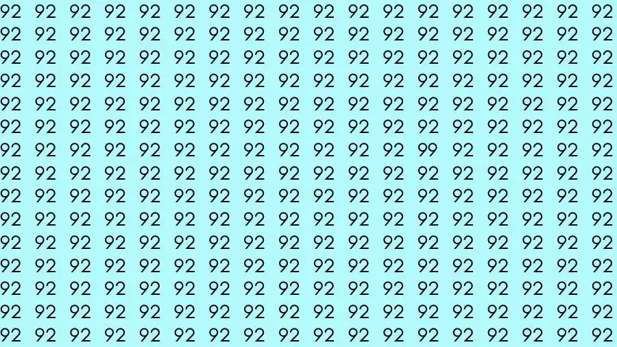 Test di illusione ottica del cervello: se avete occhi d'aquila, riuscite a trovare il numero 99 tra 92 in 15 secondi? Test di illusione ottica del cervello: se hai gli occhi di un'aquila, riesci a trovare il numero 99 tra 92 in 15 secondi?