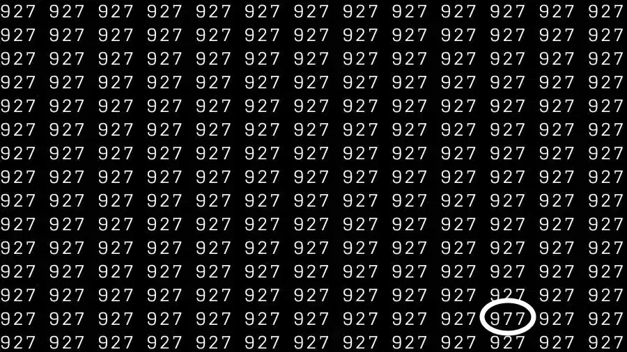 Test dell'illusione ottica: Se avete occhi acuti, riuscite a trovare il numero 977 tra 927 in 8 secondi? Test di illusione ottica: Se avete occhi acuti, riuscite a trovare il numero 977 tra 927 in 8 secondi?