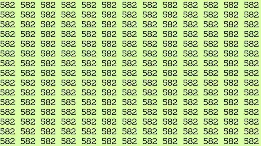 Test cerebrale di illusione ottica: se avete occhi acuti, riuscite a trovare il numero 585 tra 582 in 6 secondi? Test di illusione ottica del cervello: se avete occhi acuti, riuscite a trovare il numero 585 tra 582 in 6 secondi?