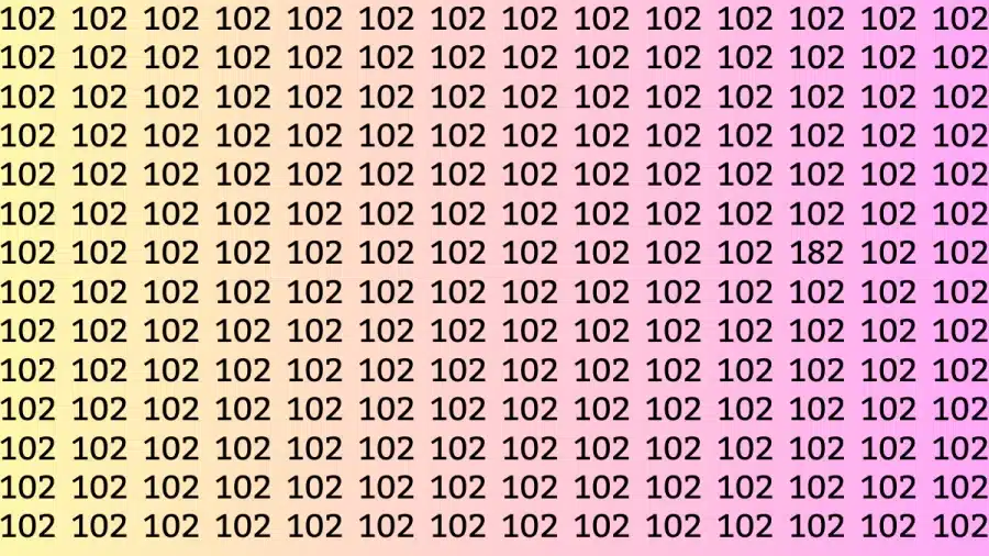 Test cerebrale sull'illusione ottica: se avete occhi acuti, trovate il numero 182 da 102 in 12 secondi. Test di illusione ottica del cervello: se hai gli occhi acuti, trova il numero 182 da 102 in 12 secondi