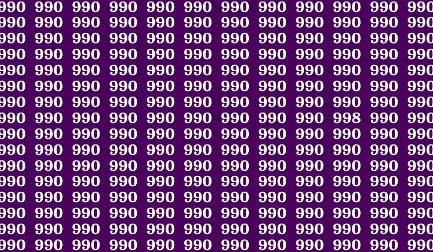 Test visivo di illusione ottica: se avete gli occhi dell’aquila, trovate il numero 998 tra 990 in 14 secondi