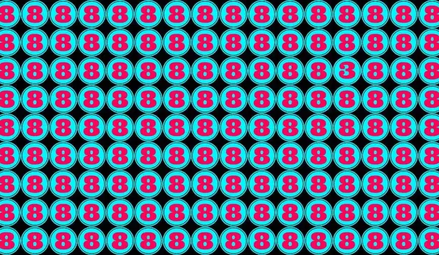 Illusione ottica Trova e cerca: Se hai gli occhi acuti trova il numero 3 tra gli 8 in 15 secondi