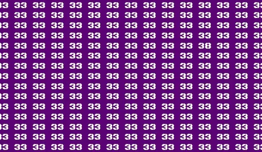 Test dell’acuità visiva: se avete una visione 50/50, trovate il numero 38 tra 33 in 15 secondi.