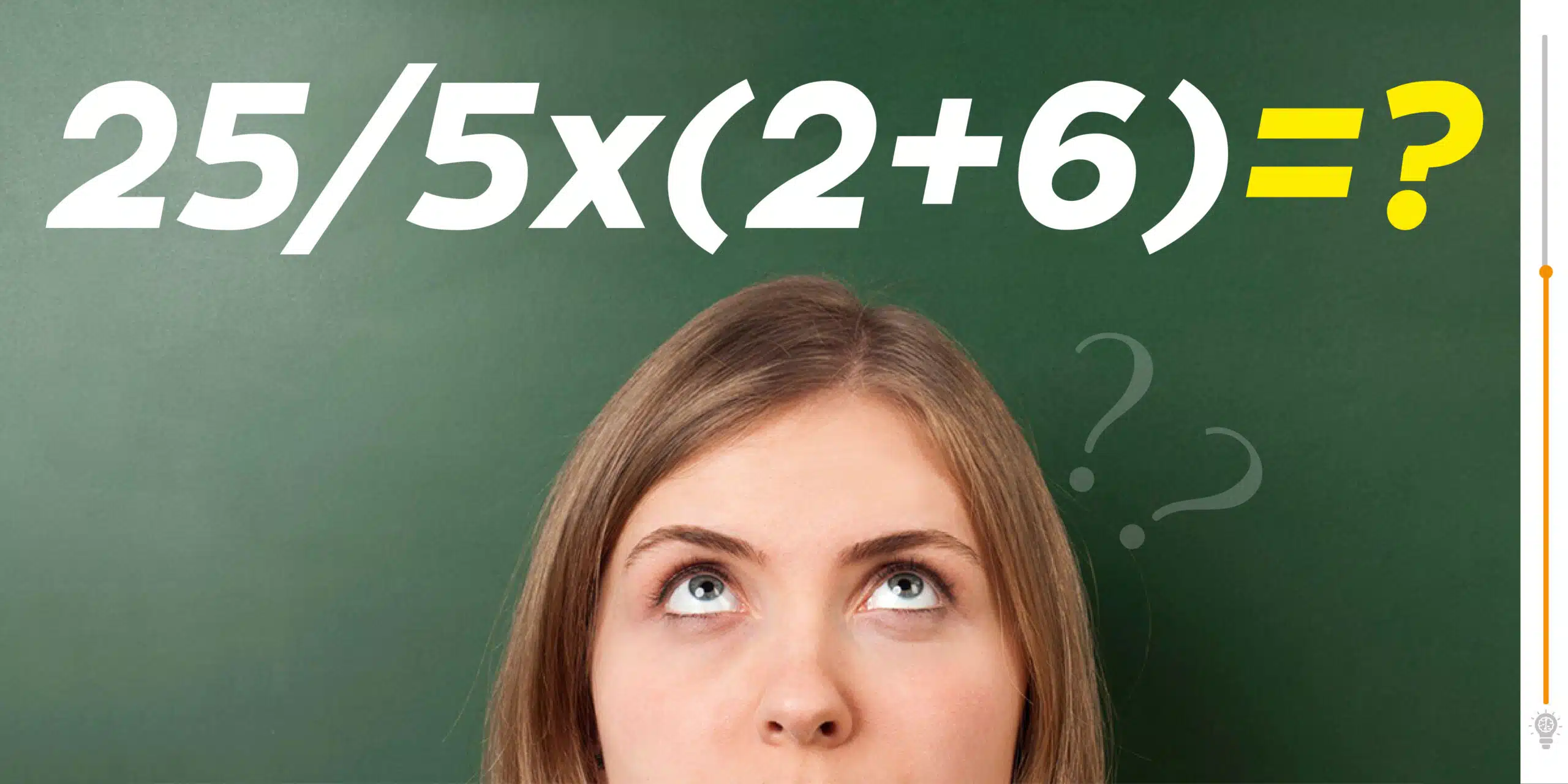 Test di matematica: Trova la soluzione di questa equazione 25÷ 5x (2+6)