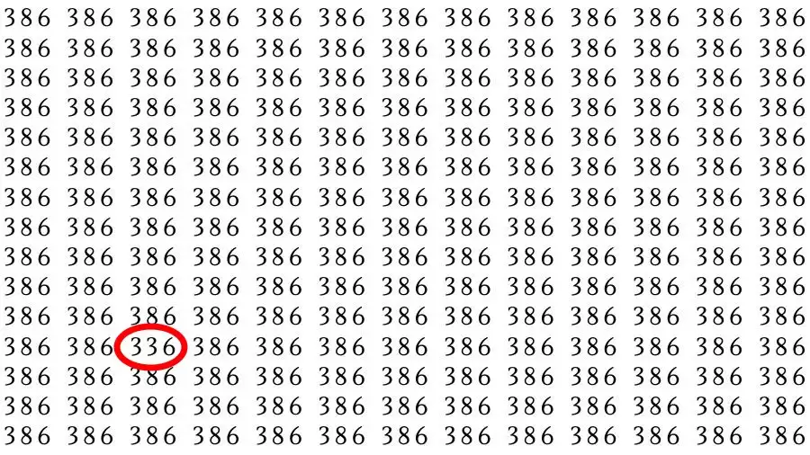 Test di osservazione: Se avete occhi d'aquila, riuscite a trovare il numero 336 tra i 386 in 12 secondi?