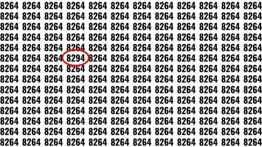 Test di osservazione: Se avete occhi d'aquila, riuscite a trovare il numero 8294 tra 8264 in 10 secondi?