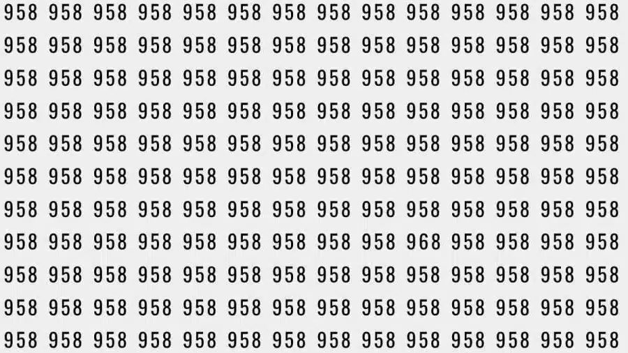 Test cerebrale di illusione ottica: se avete una vista acuta, riuscite a trovare il numero 968 tra i 958 in 7 secondi? Test di illusione ottica del cervello: se hai una vista acuta, riesci a trovare il numero 968 tra 958 in 7 secondi?