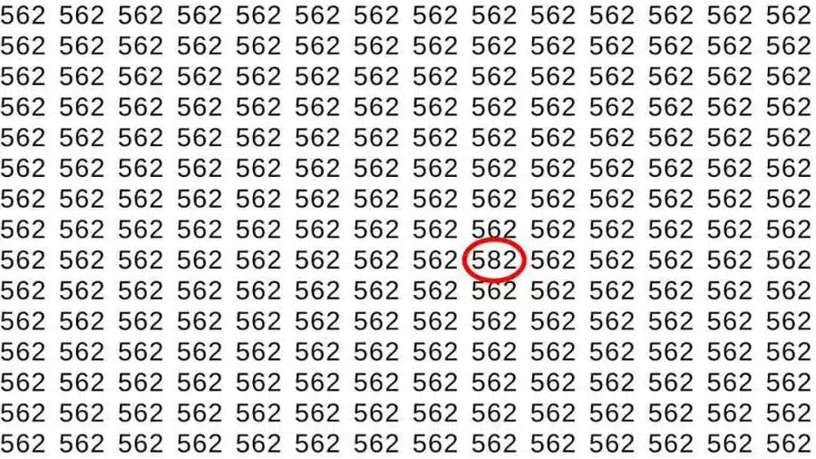 Test di osservazione: Se avete occhi acuti, riuscite a trovare il numero 582 tra i 562 in 7 secondi? Test di osservazione: Se hai la vista acuta, riesci a trovare il numero 582 tra 562 in 7 secondi?