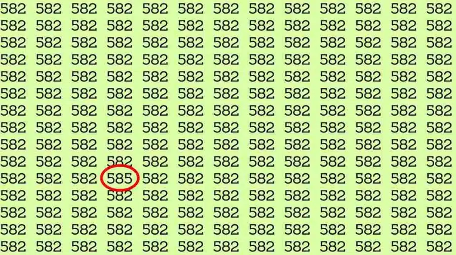 Test di illusione ottica del cervello: se avete occhi acuti, riuscite a trovare il numero 585 tra 582 in 6 secondi?