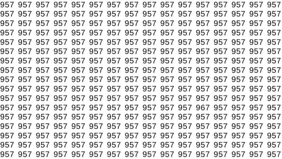 Test di illusione ottica: Se la tua vista è abbastanza acuta, riesci a trovare il numero 967 tra 957 in 8 secondi?