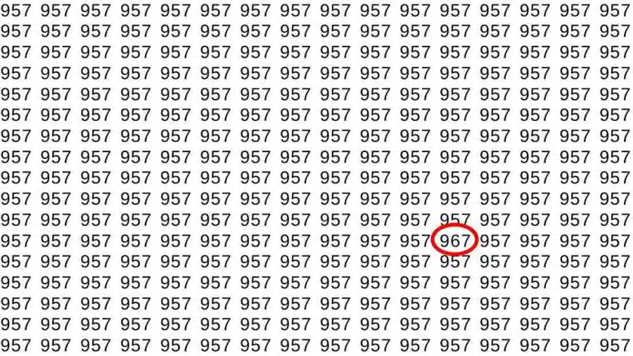 Test di illusione ottica: Se la tua vista è abbastanza acuta, riesci a trovare il numero 967 tra 957 in 8 secondi?