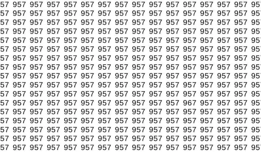 Test di illusione ottica: se hai gli occhi acuti trovi il numero 967 tra 957 in 8 secondi?