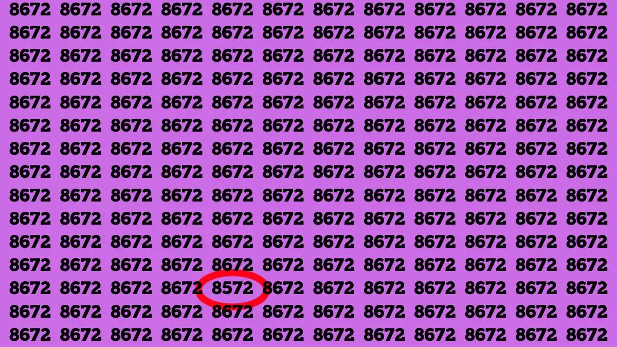 Test di osservazione: se hai gli occhi acuti, trova il numero 8572 da 8672 in 15 secondi