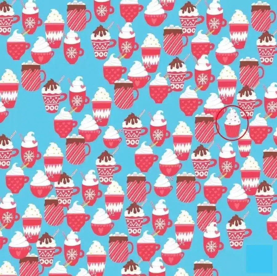 Riesci a trovare il cupcake nascosto nella cioccolata calda in 12 secondi? Test di abilità di osservazione Riesci a trovare il cupcake nascosto nella cioccolata calda in 12 secondi? Test di capacità di osservazione