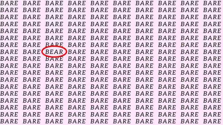 Test di osservazione: Se hai occhi d'aquila, trova la parola Orso in Bare entro 10 secondi.