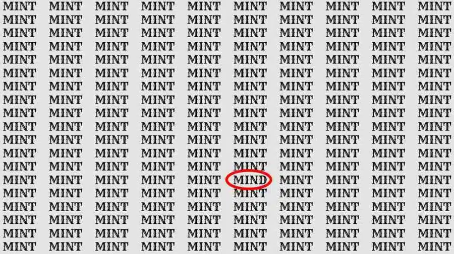 Test di illusione ottica: se hai gli occhi di un'aquila, trova la parola Mind in Mint entro 10 secondi.