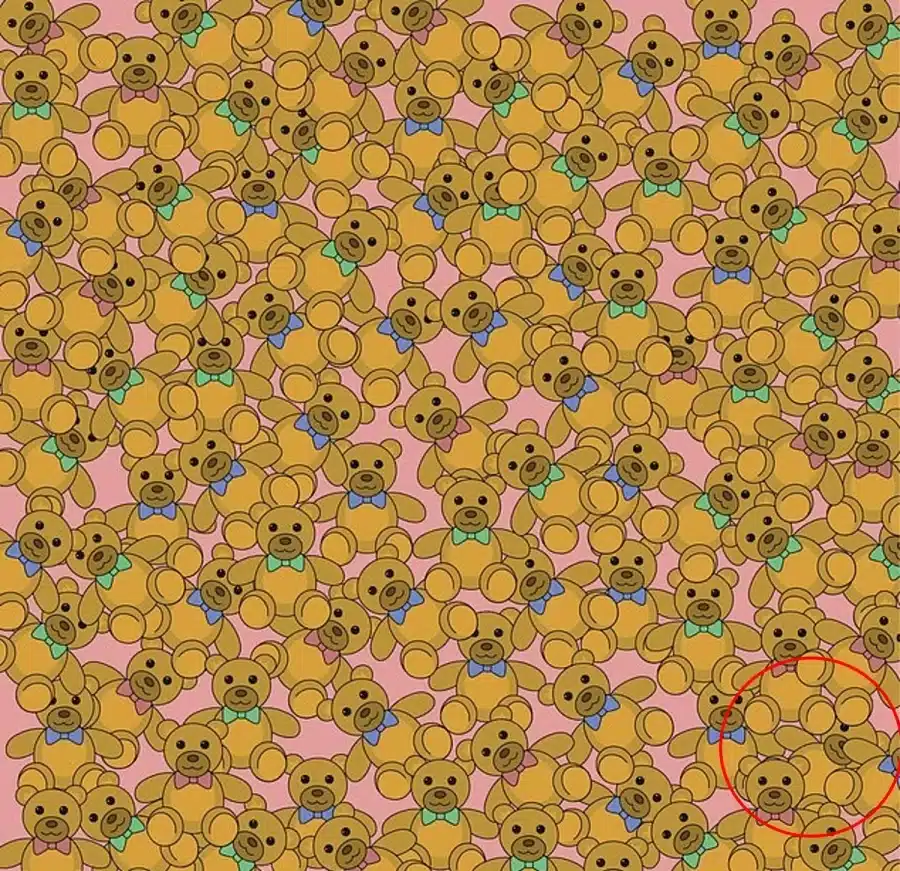 Illusione ottica da cercare: Uno degli orsacchiotti non ha il papillon. L'avete visto?