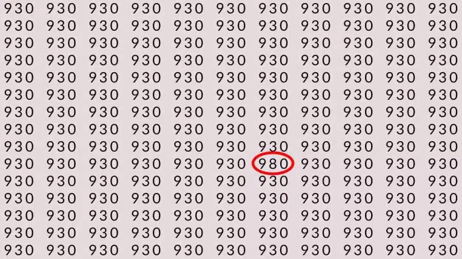 Illusione ottica: Se avete occhi d'aquila, riuscireste a trovare 980 da 930 in 05 secondi? Illusione ottica: Se avessi occhi d'aquila, riusciresti a trovare 980 da 930 in 05 secondi?