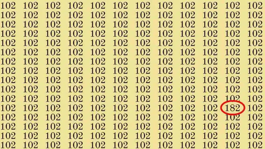 Illusione ottica: Riesci a trovare 182 su 102 in 8 secondi? Illusioni ottiche Spiegazioni e Soluzioni