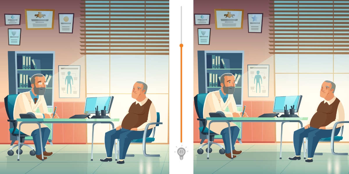 Sfida visiva: trova le 10 differenze tra due immagini di un medico in 35 secondi!