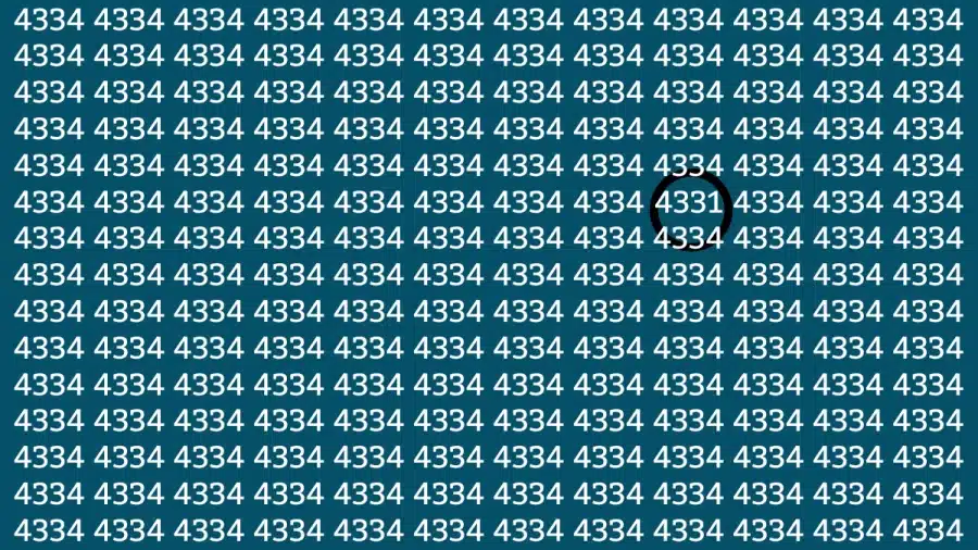 Test di osservazione: Riesci a trovare il numero 4331 in 4334 in 10 secondi?