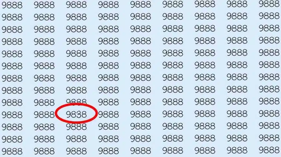Illusione ottica: se hai occhi d'aquila, riesci a trovare 9838 da 9888 in 8 secondi? Illusione ottica: Se hai occhi d'aquila, riesci a trovare 9838 su 9888 in 8 secondi?