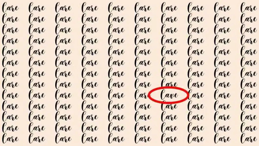 Test di osservazione: Se avete occhi d'aquila, trovate la parola Grotta in Cura in 10 secondi Test di osservazione: Se hai occhi d'aquila, trova la grotta delle parole in Care in 10 secondi.