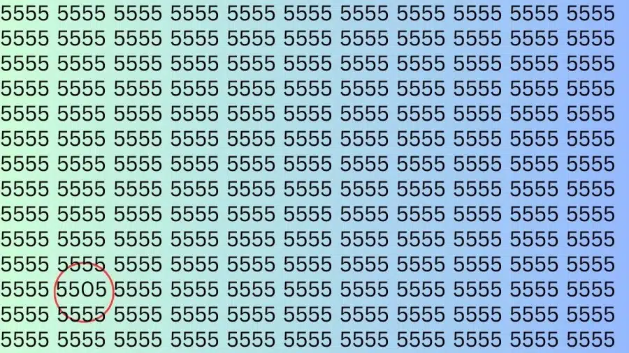 Abilità di osservazione: Riesci a trovare il numero 5505 in 5555 in 8 secondi?