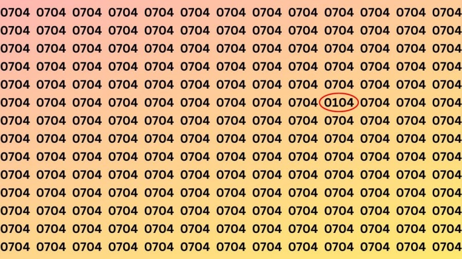Test di capacità di osservazione: Riesci a trovare il numero 0704 in 0104 in 15 secondi?