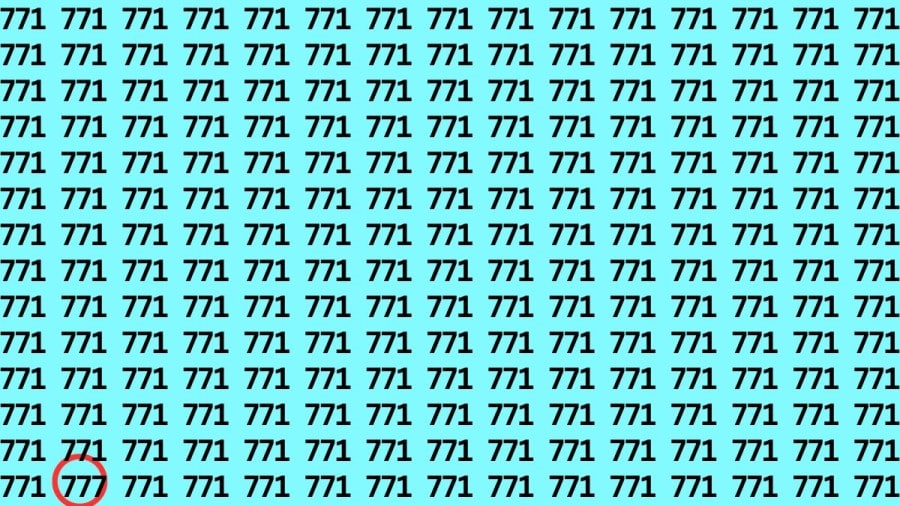 Test di osservazione: Se hai occhi acuti, trova il numero 777 da 771 in 15 secondi