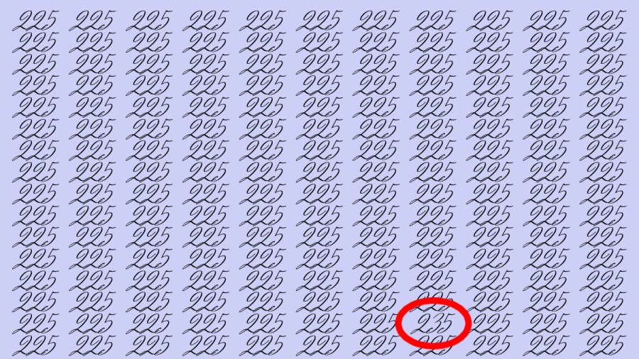 Test di capacità di osservazione: Riesci a trovare il numero 235 da 225 in 8 secondi?