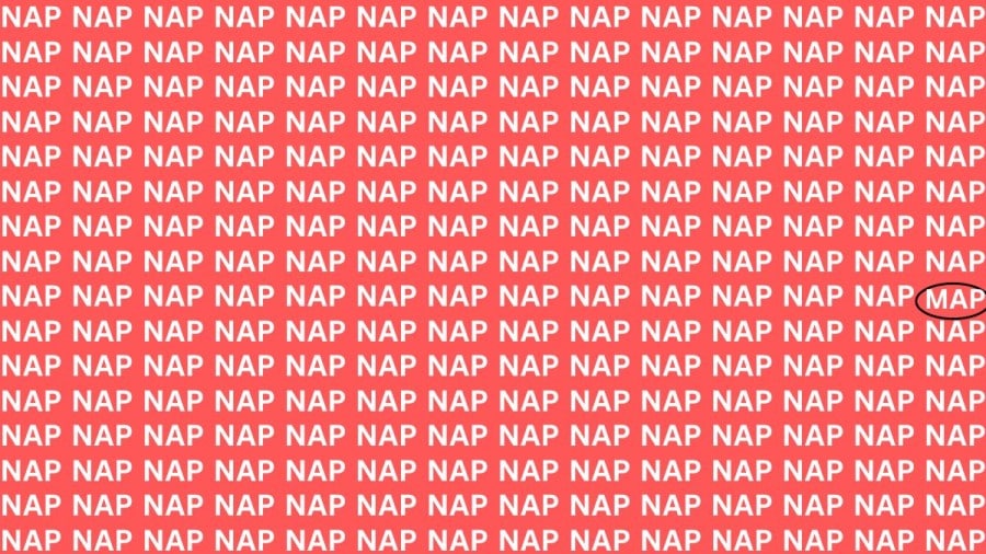 Test di osservazione: Se hai un occhio d'aquila, trova la parola MAP nel NAP entro 10 secondi.