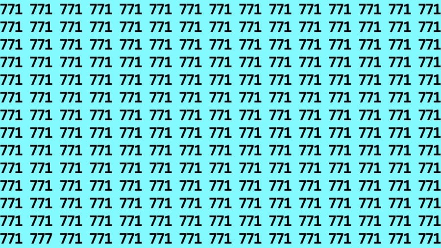 Test di osservazione: Se hai occhi acuti, trova il numero 777 da 771 in 15 secondi