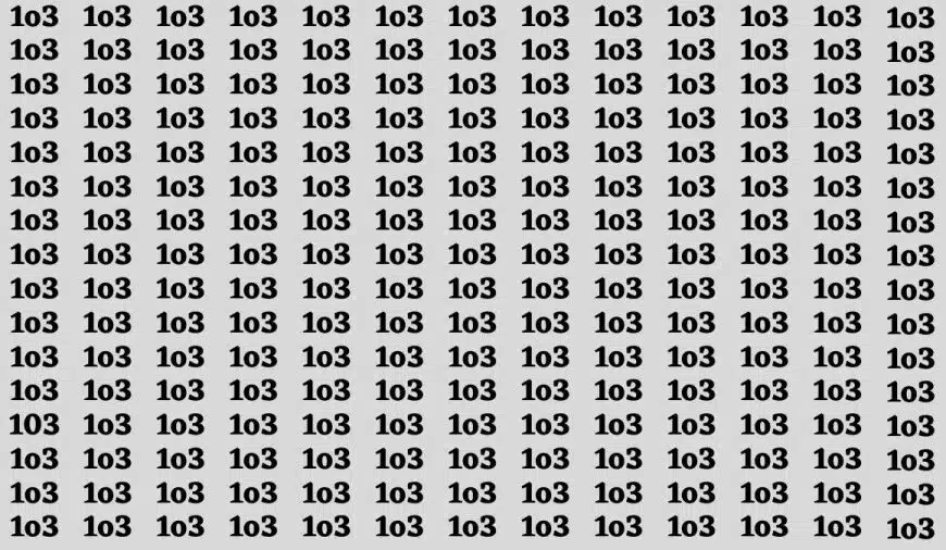 Test sulle capacità di osservazione: se avete occhi acuti, trovate il numero 103 tra 1o3 in 20 secondi.