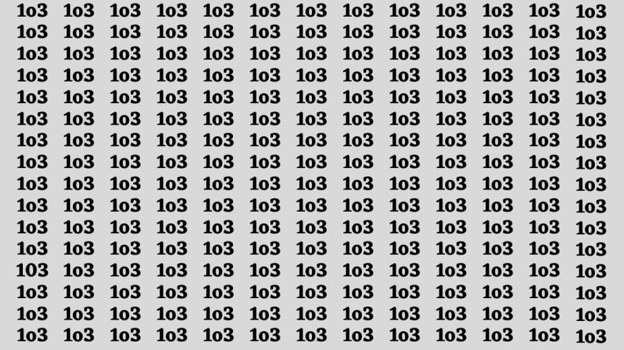Test di capacità di osservazione: Se hai una vista acuta, trova il numero 103 in 1o3 entro 20 secondi.