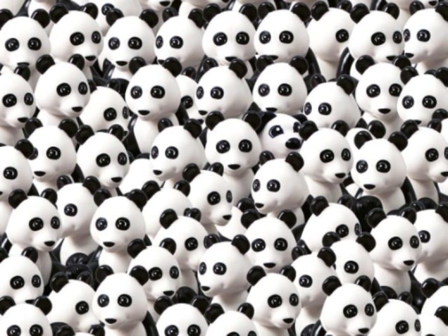 Test di visione a illusione ottica: Riesci a trovare il cane nascosto tra i panda in 5 secondi?