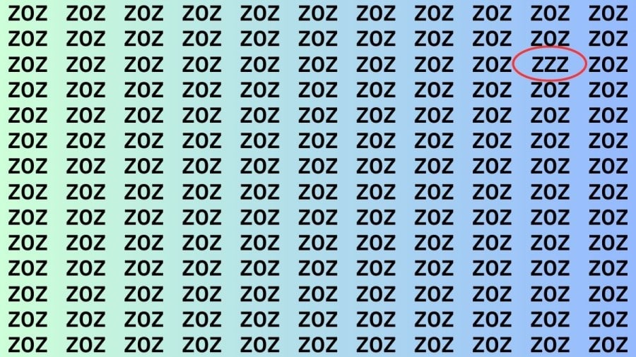 Test di osservazione: Riesci a trovare ZZZ in Z0Z in 8 secondi?