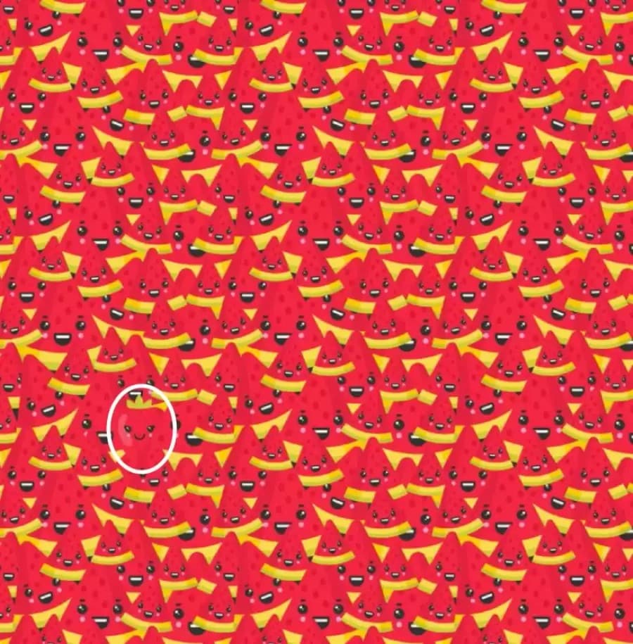 Test di illusione ottica: se si individua la mela in questa immagine entro 18 secondi, si ha l'occhio dell'aquila