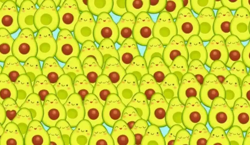 Riesci a trovare un avocado con il nocciolo a forma di cuore in questa immagine entro 14 secondi? Spiegazione e soluzione per trovare un avocado con la buca a forma di cuore in questa illusione ottica