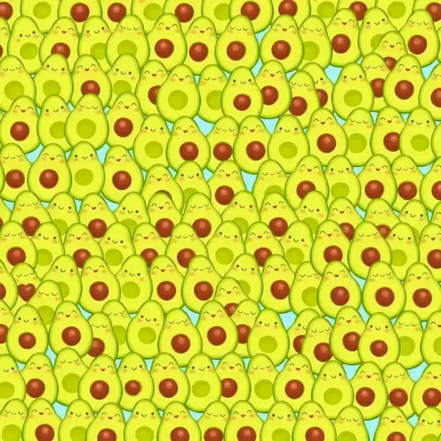 Riesci a trovare l'avocado con il nocciolo a forma di cuore in questa immagine in 14 secondi? Trova la spiegazione e la soluzione per Avocado con il nocciolo a forma di cuore in questa illusione ottica